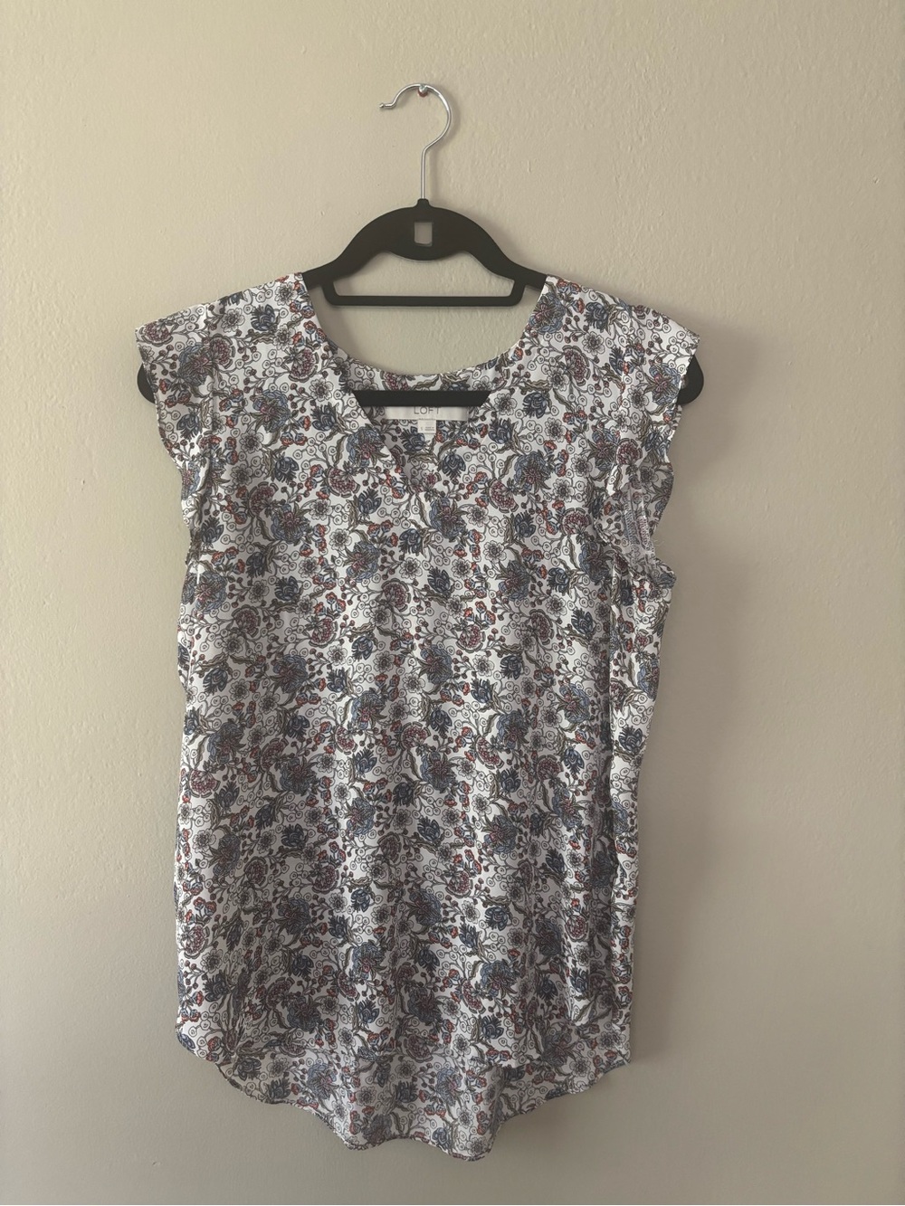 LOFT Floral-Print Cap Sleeve Top